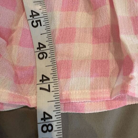 NEW! Playa Lucila Pink Check Maxi Slip Dress Smocked Elastic Back Straps Size XS - Picture 11 of 11